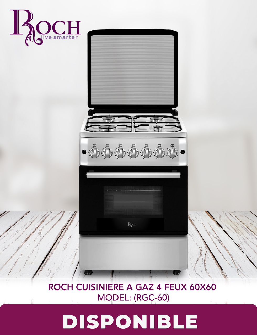 Cuisinière Roch 4feux 60/60 full options _0