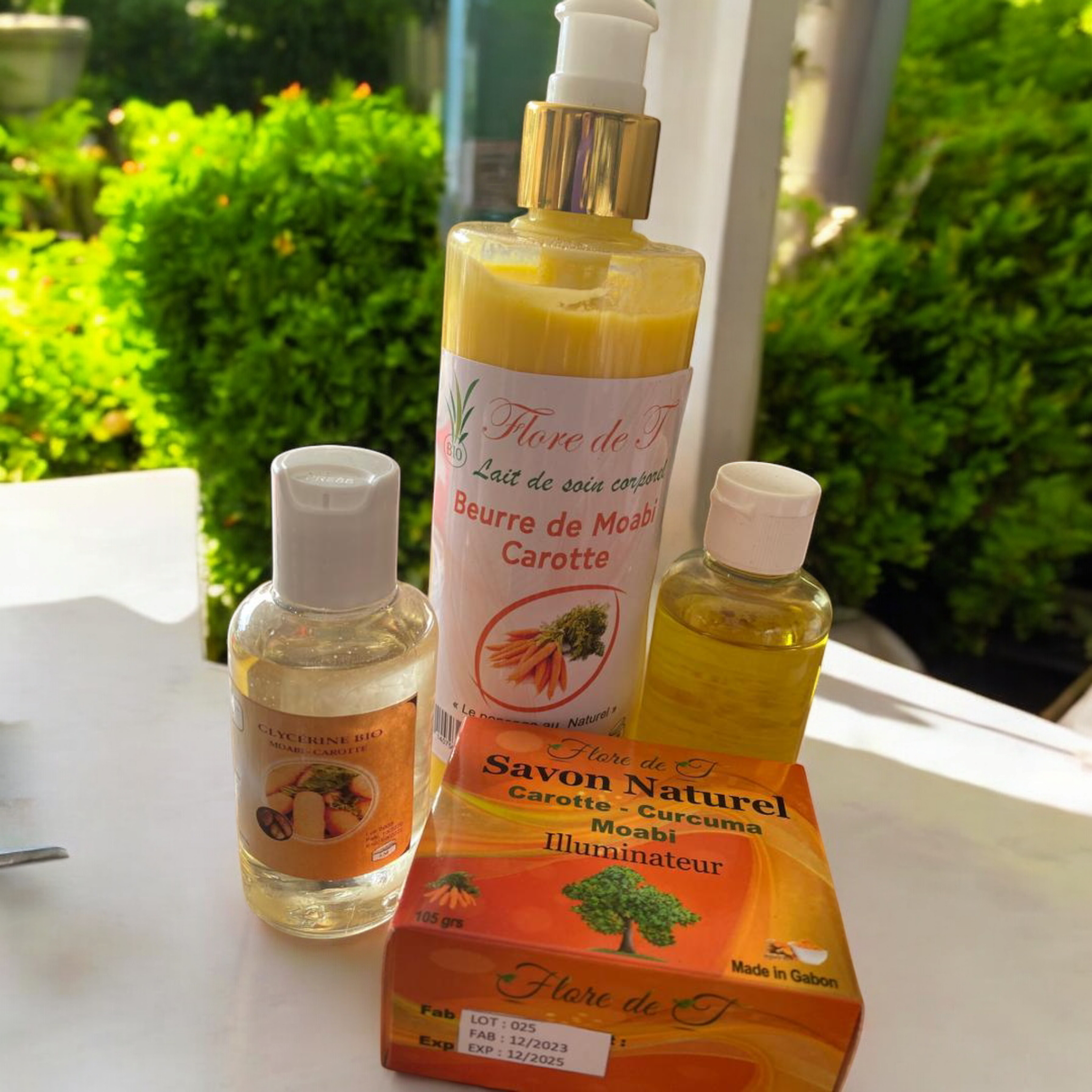 Gamme de lait de soin corporel au beure de moabi carotte + Savon naturel carotte curcuma moabi + glycérine bio moabi carotte + huile de carotte_0