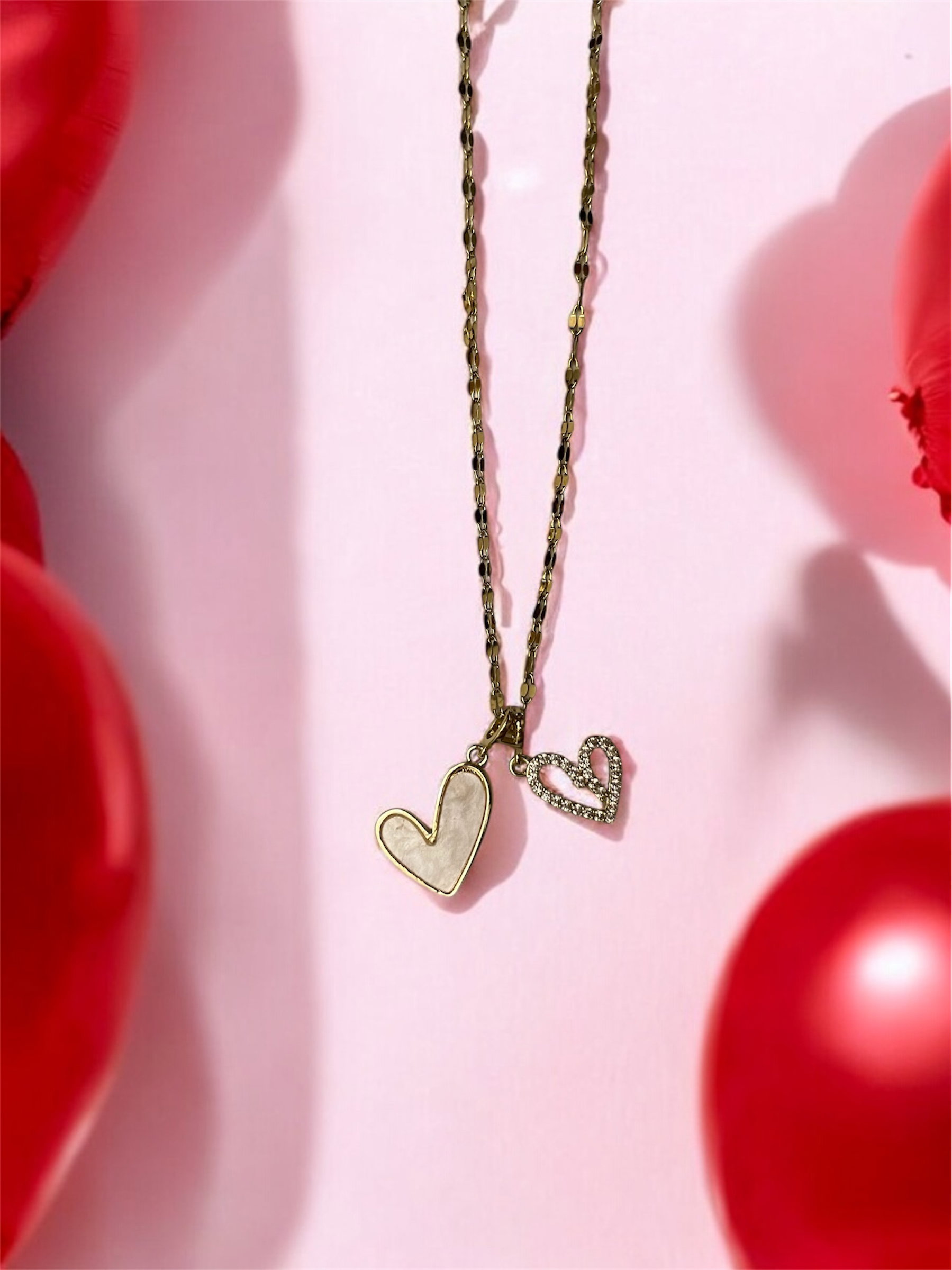 Cadena con corazones blanco _0