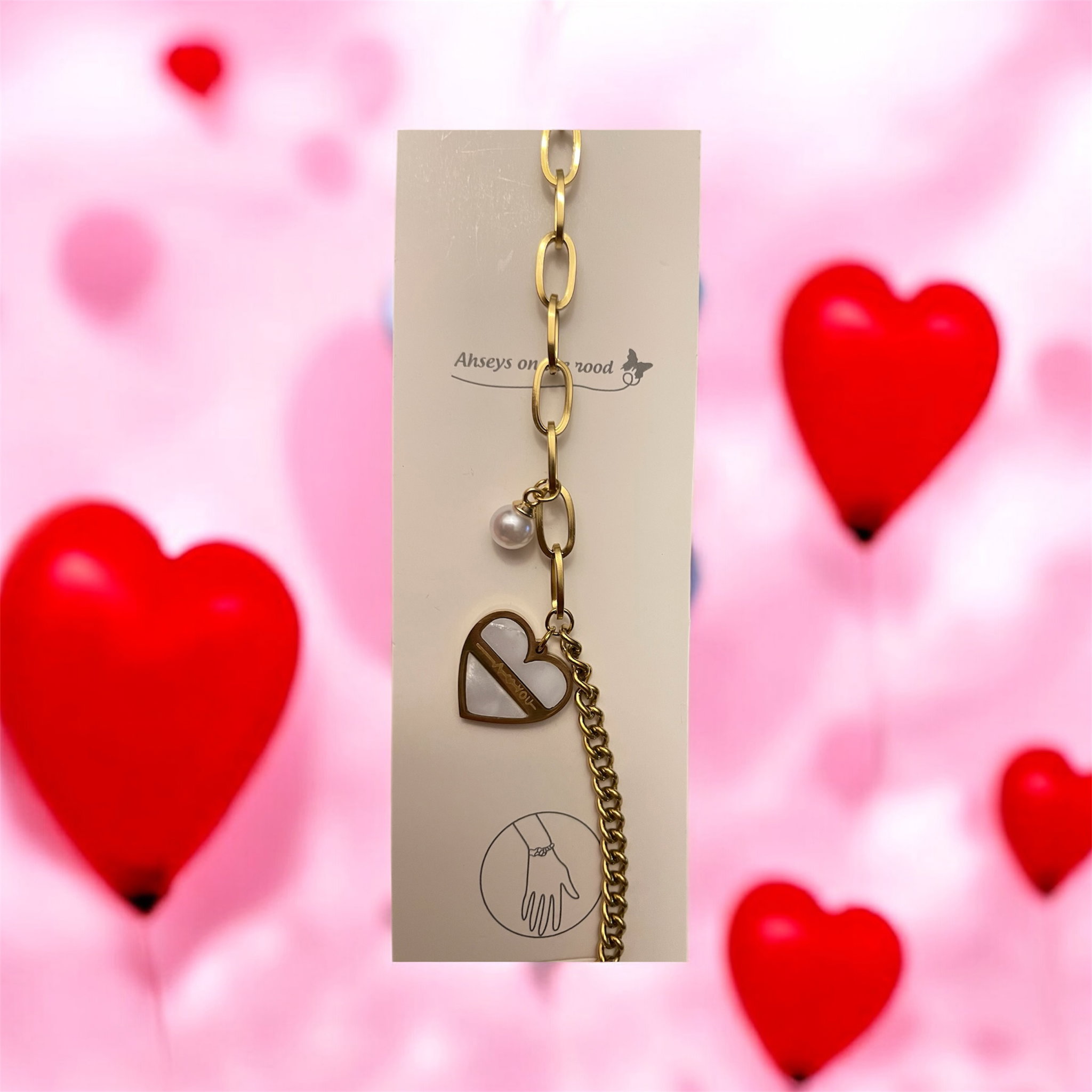 Pulsera con corazones blanco_0