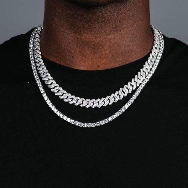 Iced out necklace set of tennis/cuban link