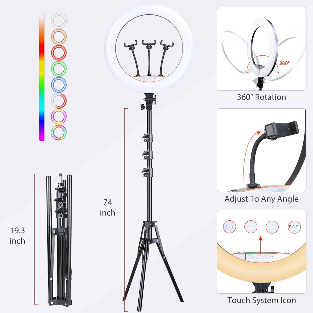 18 inches ring light with long tripod and remote _3