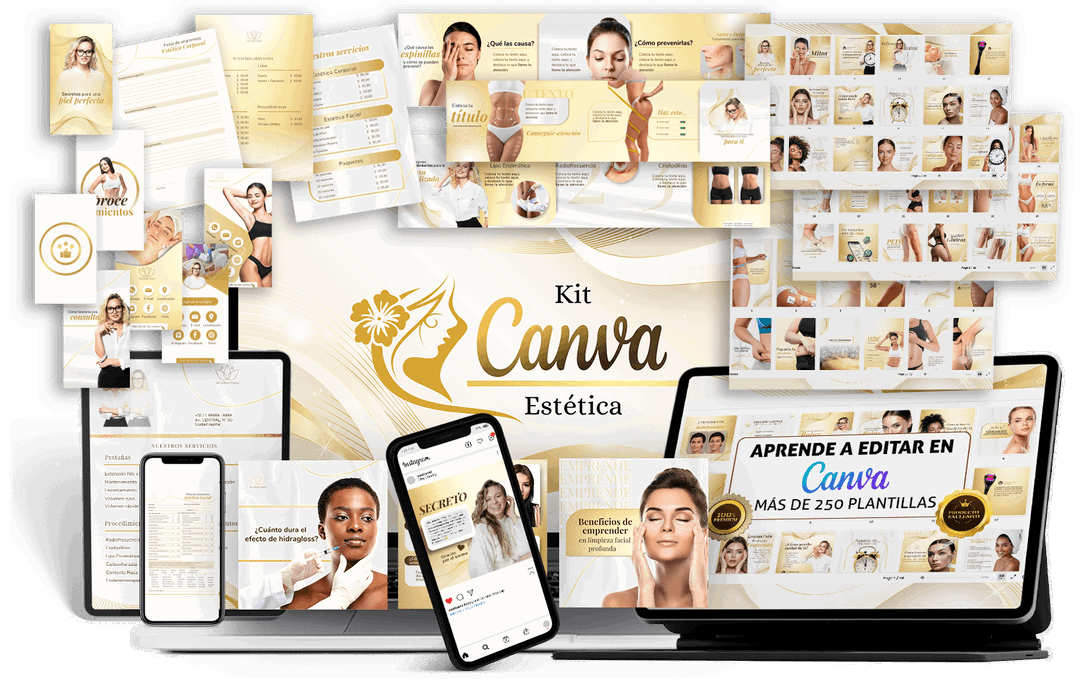 Kit plantillas editables en Canva instagram sobre Estética