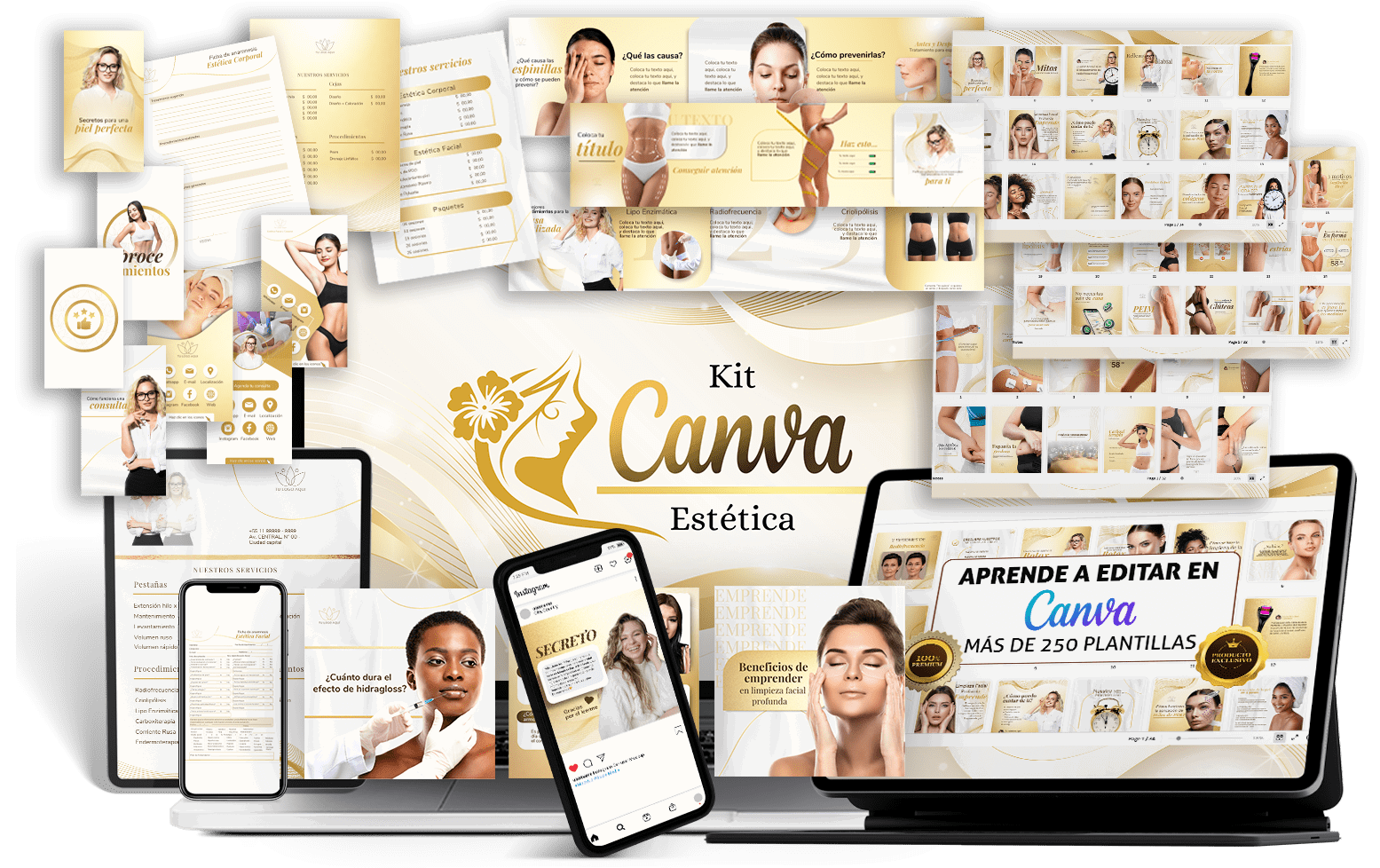 Kit plantillas editables en Canva instagram sobre Estética_0