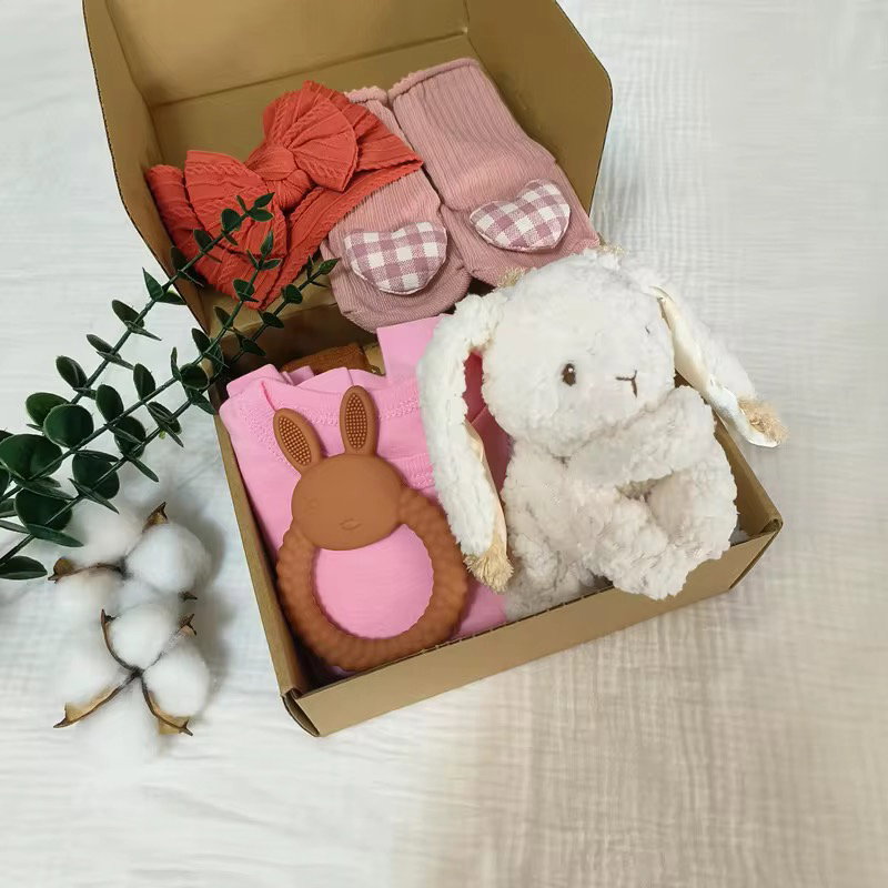 6 Pcs Plush Newborn gift set Bunny Swaddle _4
