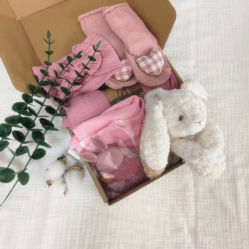 6 Pcs Plush Newborn gift set Bunny Swaddle _6