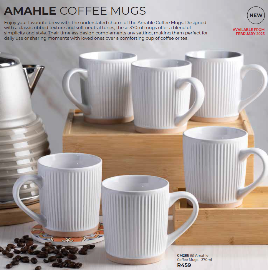 (6) Amahle Coffee Mugs - 370ml