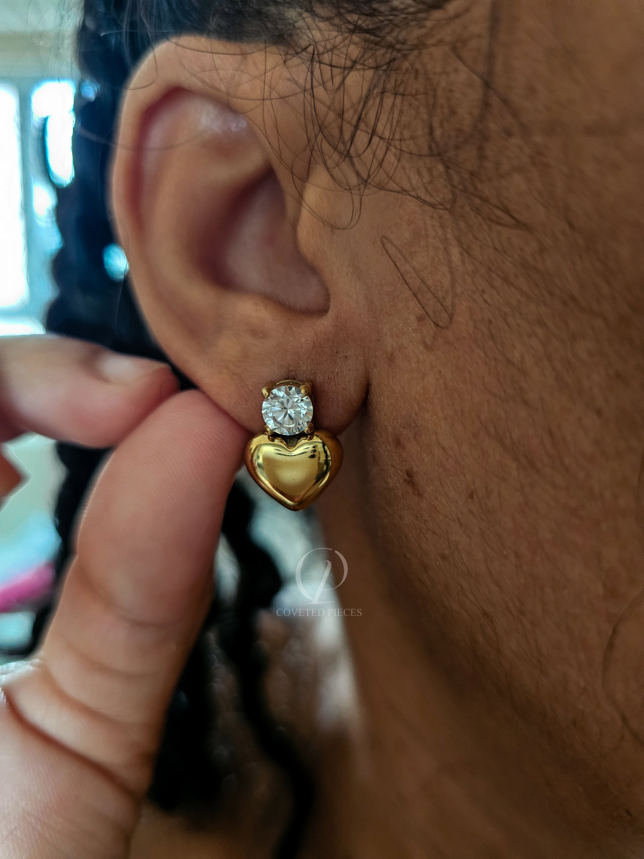 Diamond Heart Stud - Gold_1