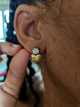 Diamond Heart Stud - Gold