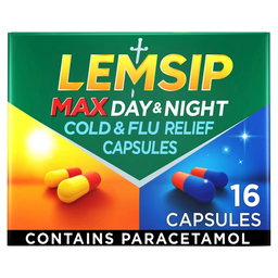 Lemsip Max Day & Night Cold & Flu Relief Capsules - Paracetamol 16s
