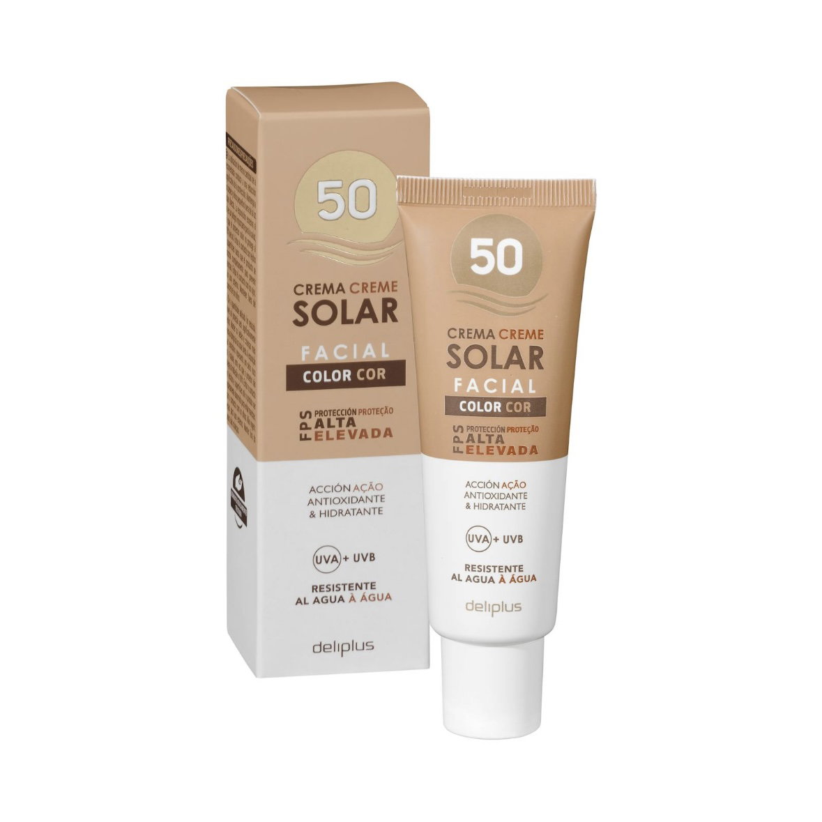 Crema facial con color protector solar SPF 50