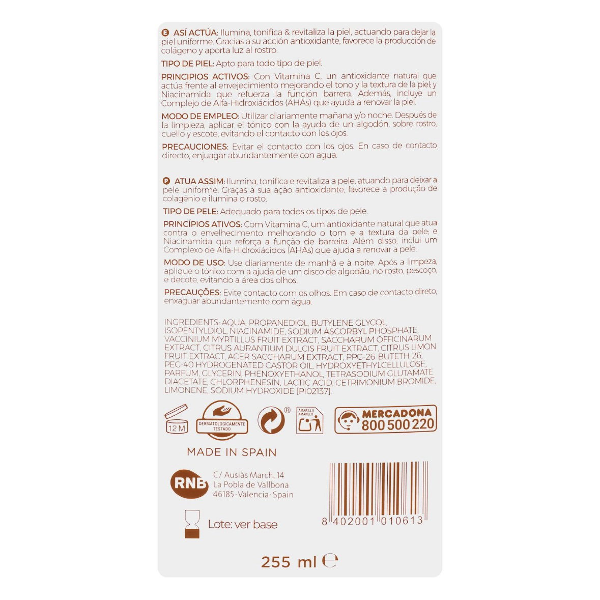 Tónico facial con Vitamina C y Niacinamida Deliplus_1