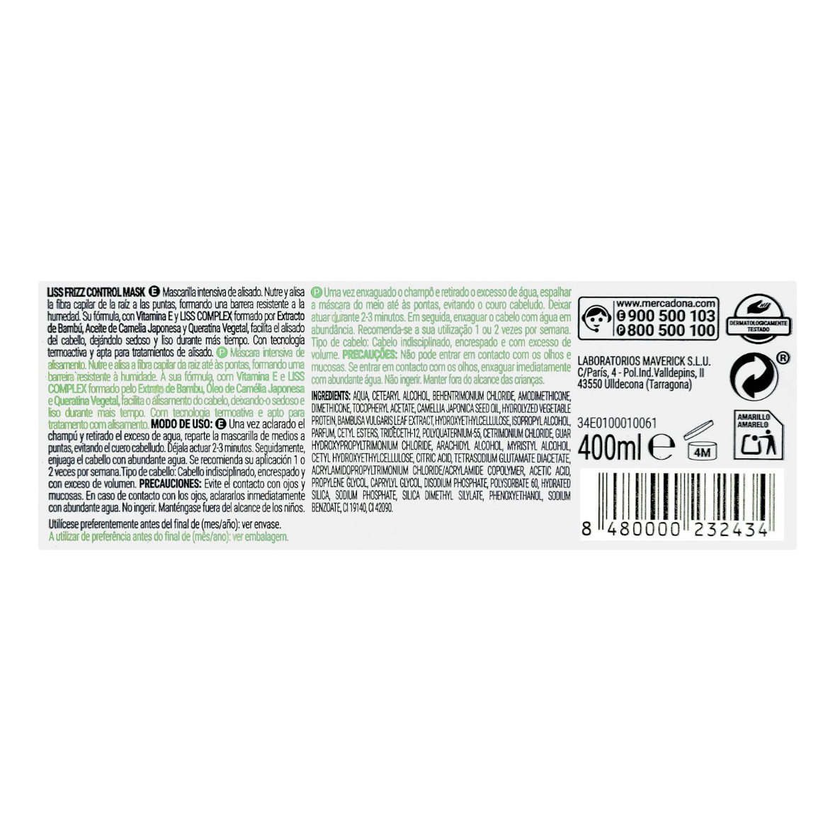 Mascarilla Liss Frizz Control Deliplus_1