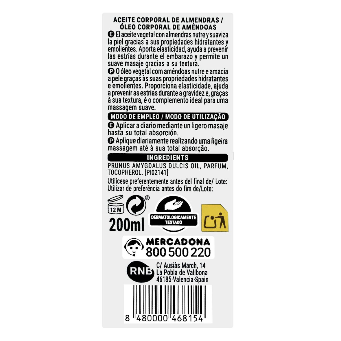 Aceite corporal de almendras Deliplus_1