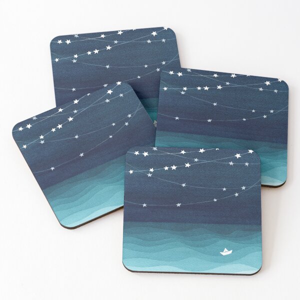 Garland of stars, teal ocean Coasters (Set of 4)_0