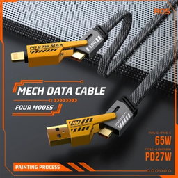 Cabo de carregador USB Multifunção 4 em 1 para iPhone, Android, Samsung Galaxy, iPad
