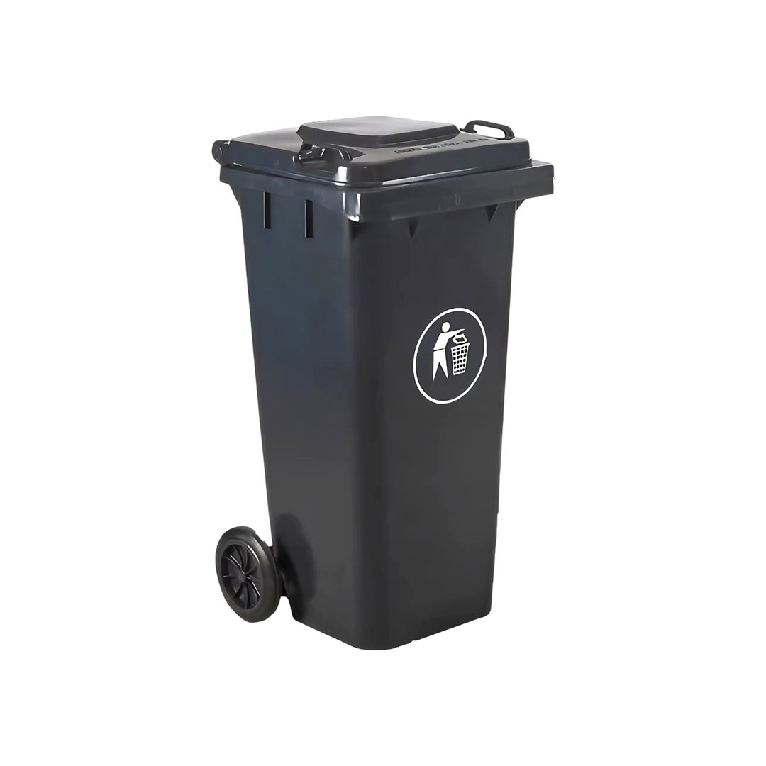 X BOTE DE BASURA NEGRO 120 LT CON LLANTAS.