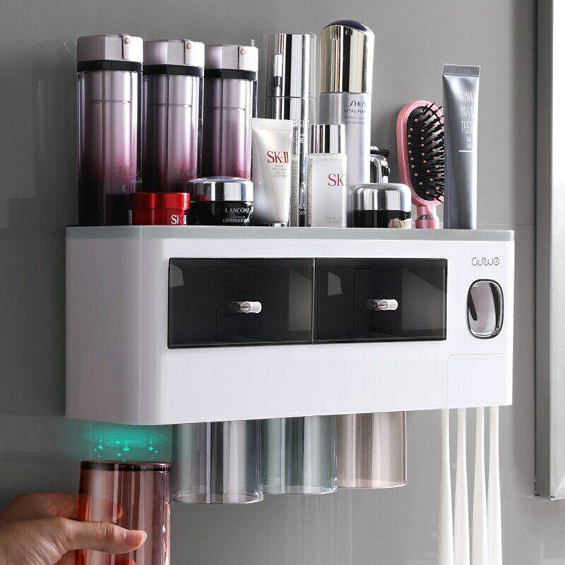 Wall mounted Toothpaste Dispenser with Toothbrush holder _4