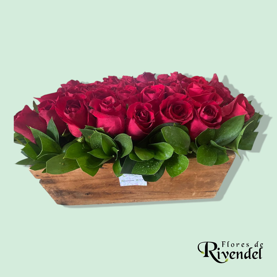 cajón de 36 rosas rojas