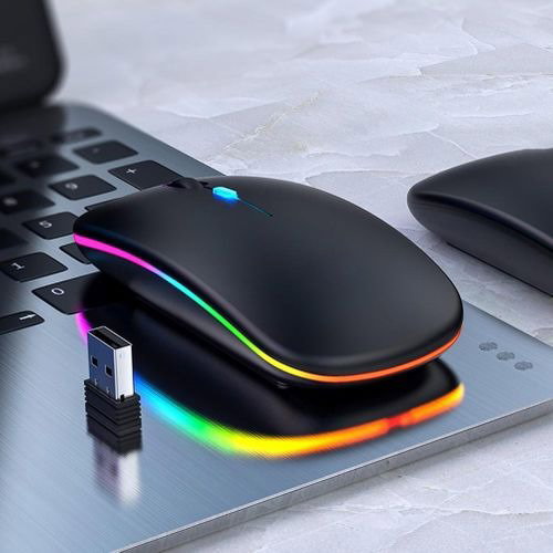 2.4G Rechargeable Ultra-thin Wireless Mouse - Black