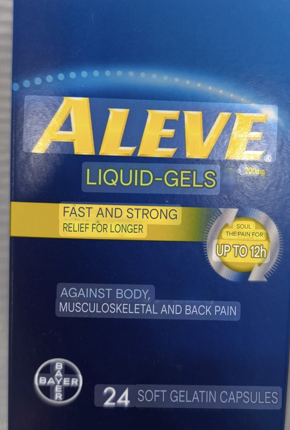Aleve liquid gel fast and strong , 24 caps 