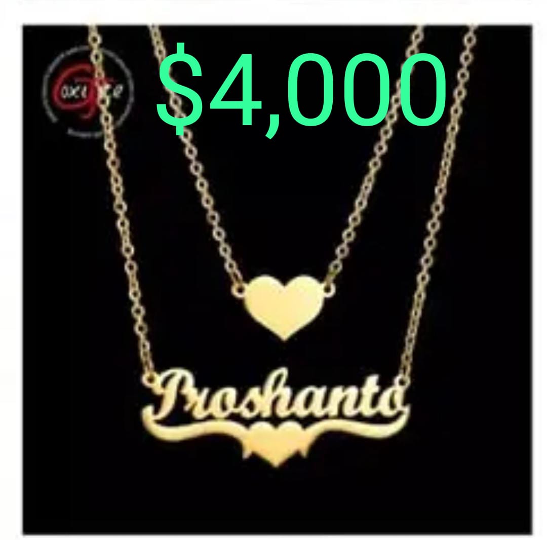 Single Name And Heart Pendant Customize Chain 