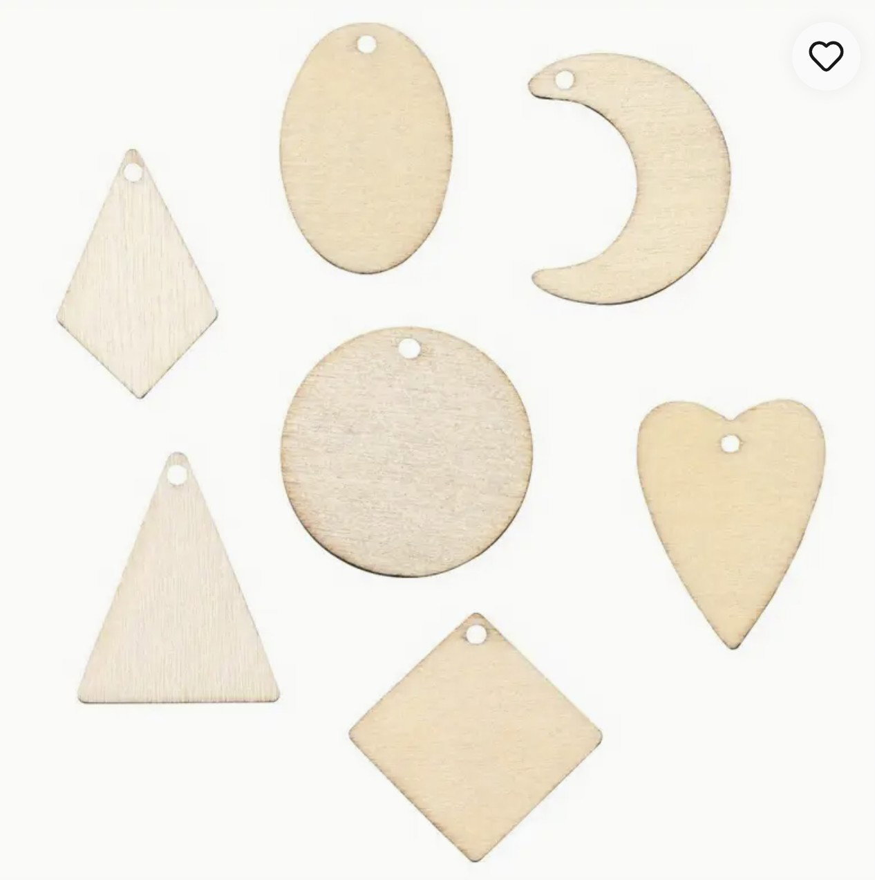 Laser Cut Poplar Wood Pendants (Kite, Moon, Flat Round, Rhombus, Oval, Triangle, Heart)_1