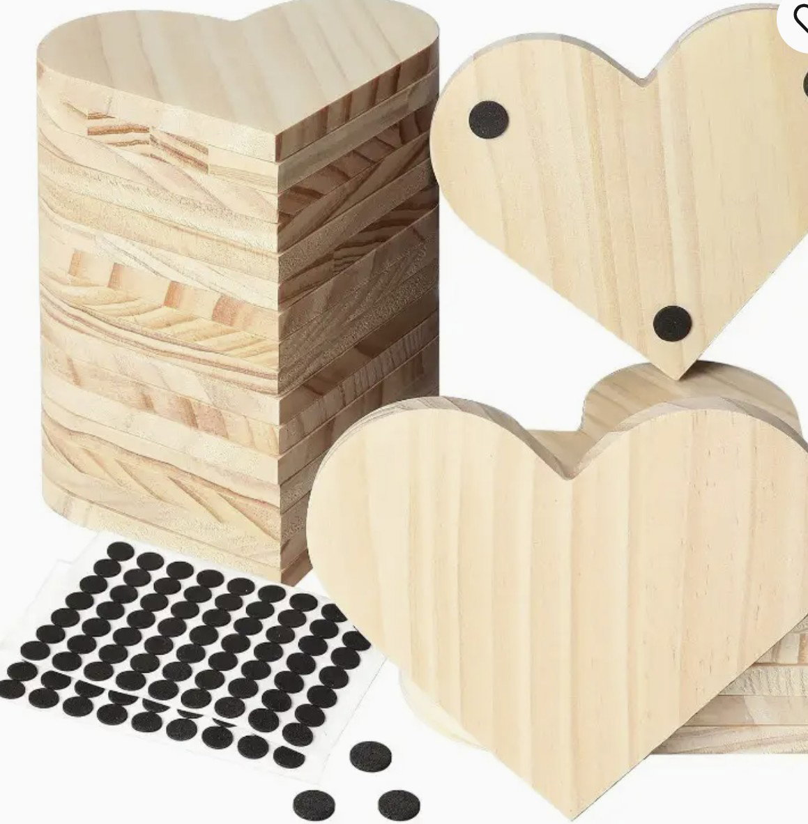 Natural Wooden Coasters - Hearts - set of 4 _0