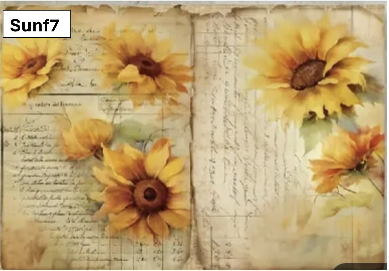A5 Sunflowers Decoupage sheets - 8 pack_8