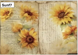 A5 Sunflowers Decoupage sheets - 8 pack
