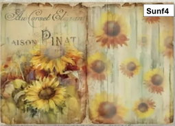 A5 Sunflowers Decoupage sheets - 8 pack
