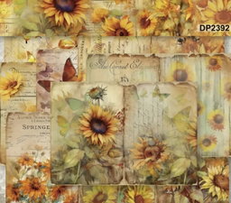 A5 Sunflowers Decoupage sheets - 8 pack