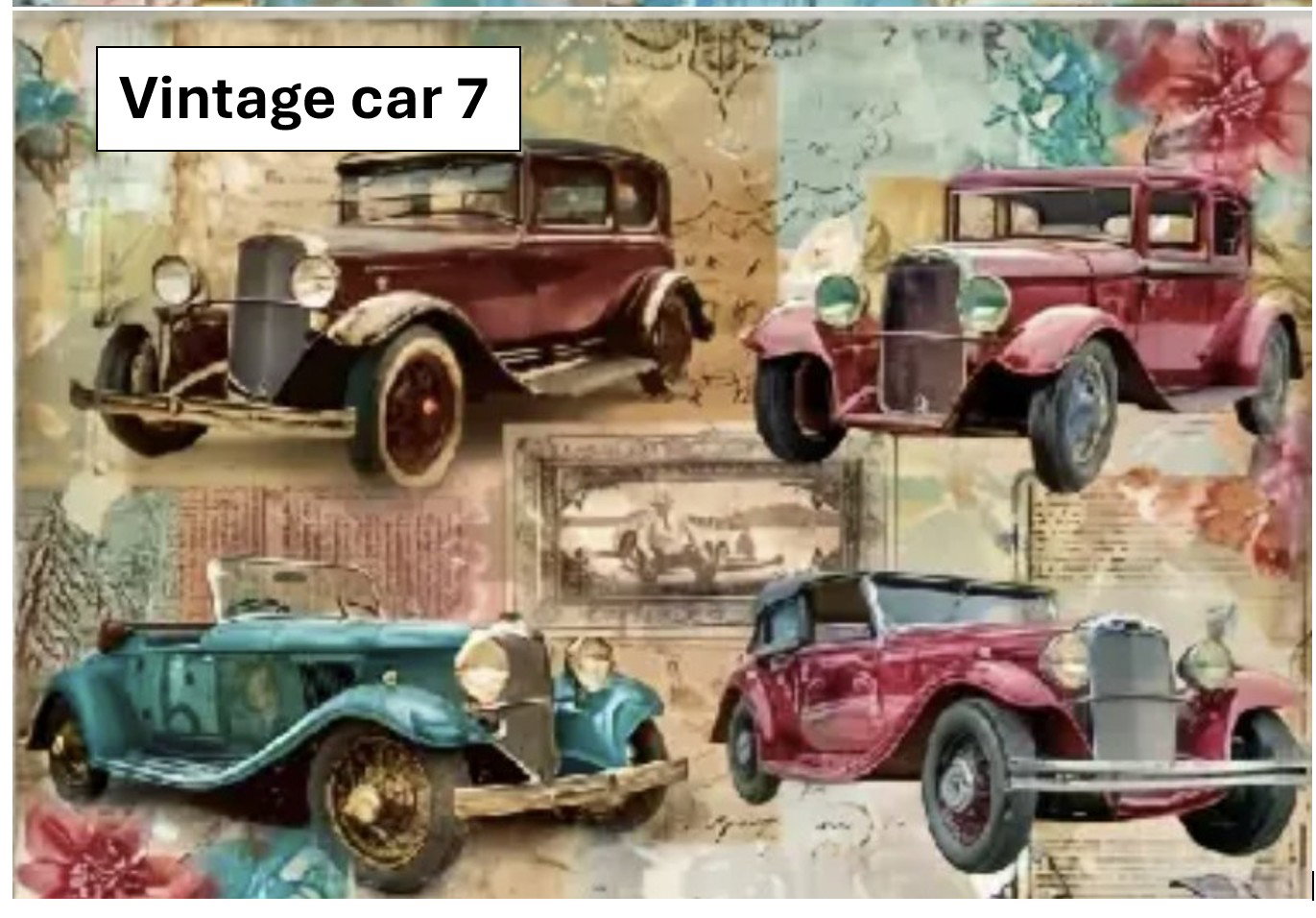 Vintage Car-Themed A5 Decoupage sheets_8