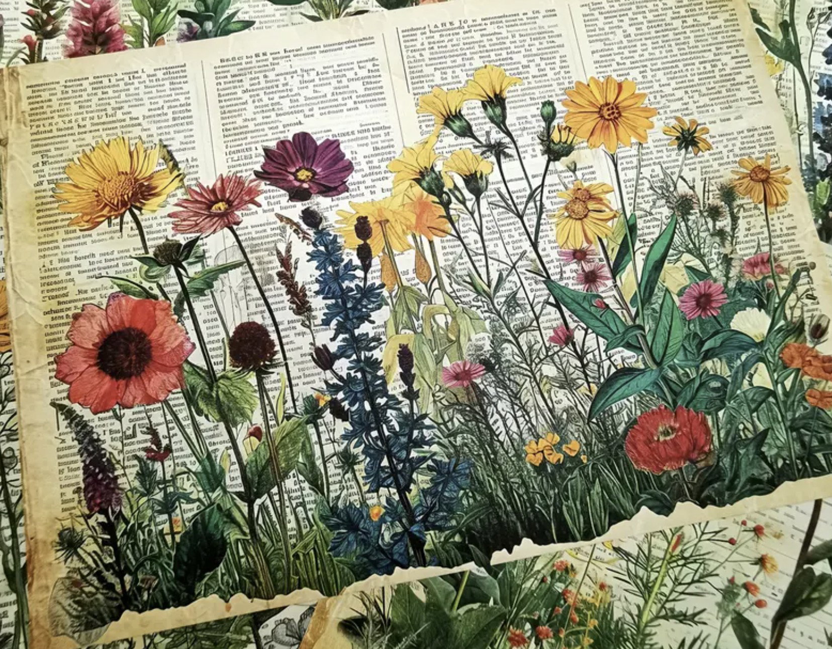 Rural Wildflower Decoupage sheets A5_0