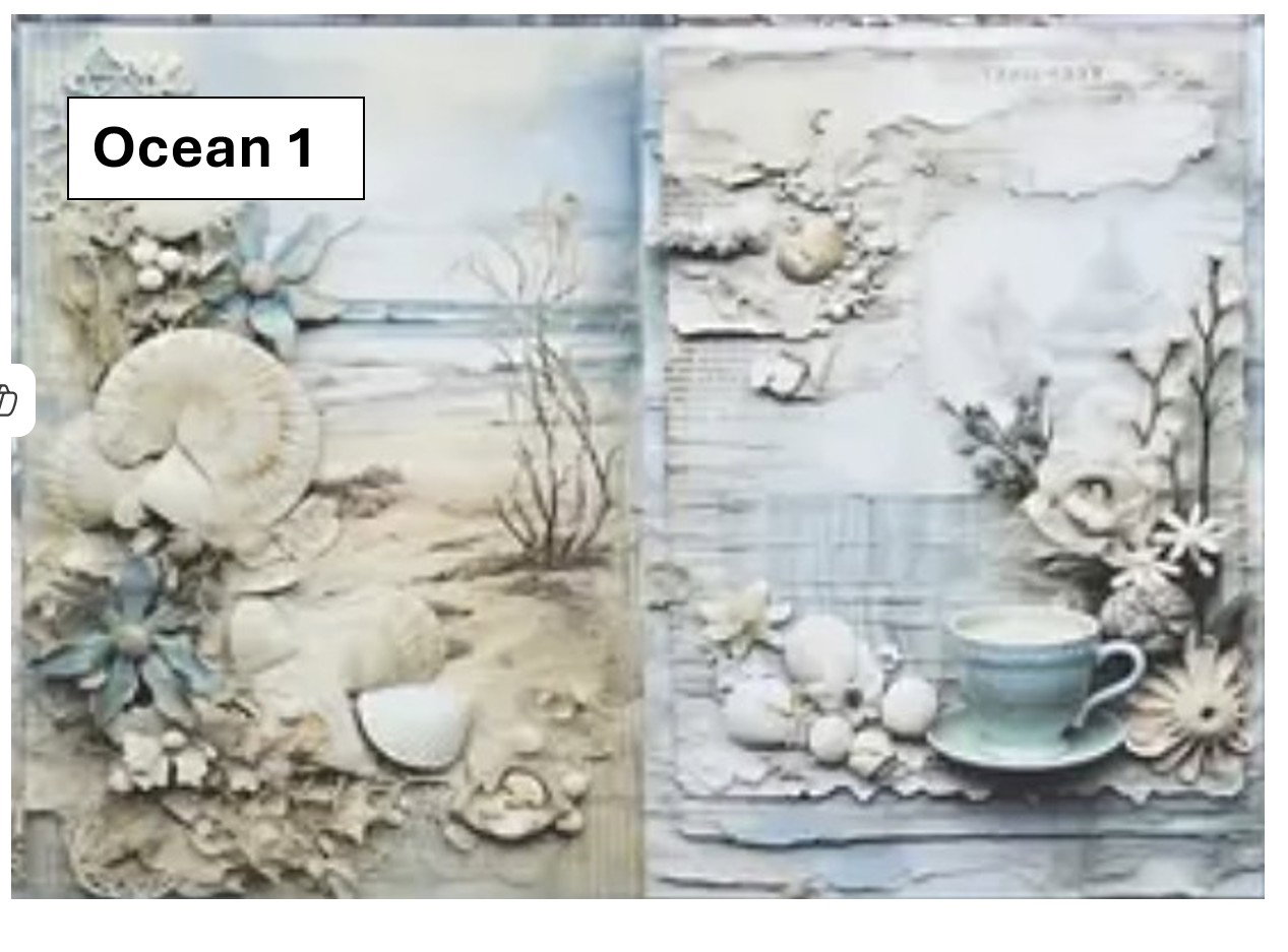 Fresh Ocean Shell and Starfish Decoupage sheets A5 - 5 x sheets_2