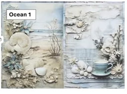 Fresh Ocean Shell and Starfish Decoupage sheets A5 - 5 x sheets