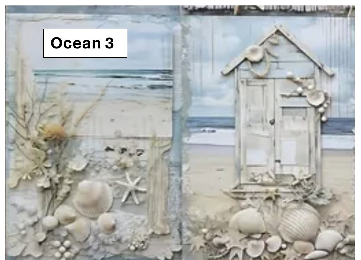 Fresh Ocean Shell and Starfish Decoupage sheets A5 - 5 x sheets_4
