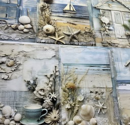 Fresh Ocean Shell and Starfish Decoupage sheets A5 - 5 x sheets