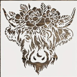 Highland Cow Reusable Stencil - 30 x 30 cm