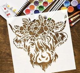 Highland Cow Reusable Stencil - 30 x 30 cm