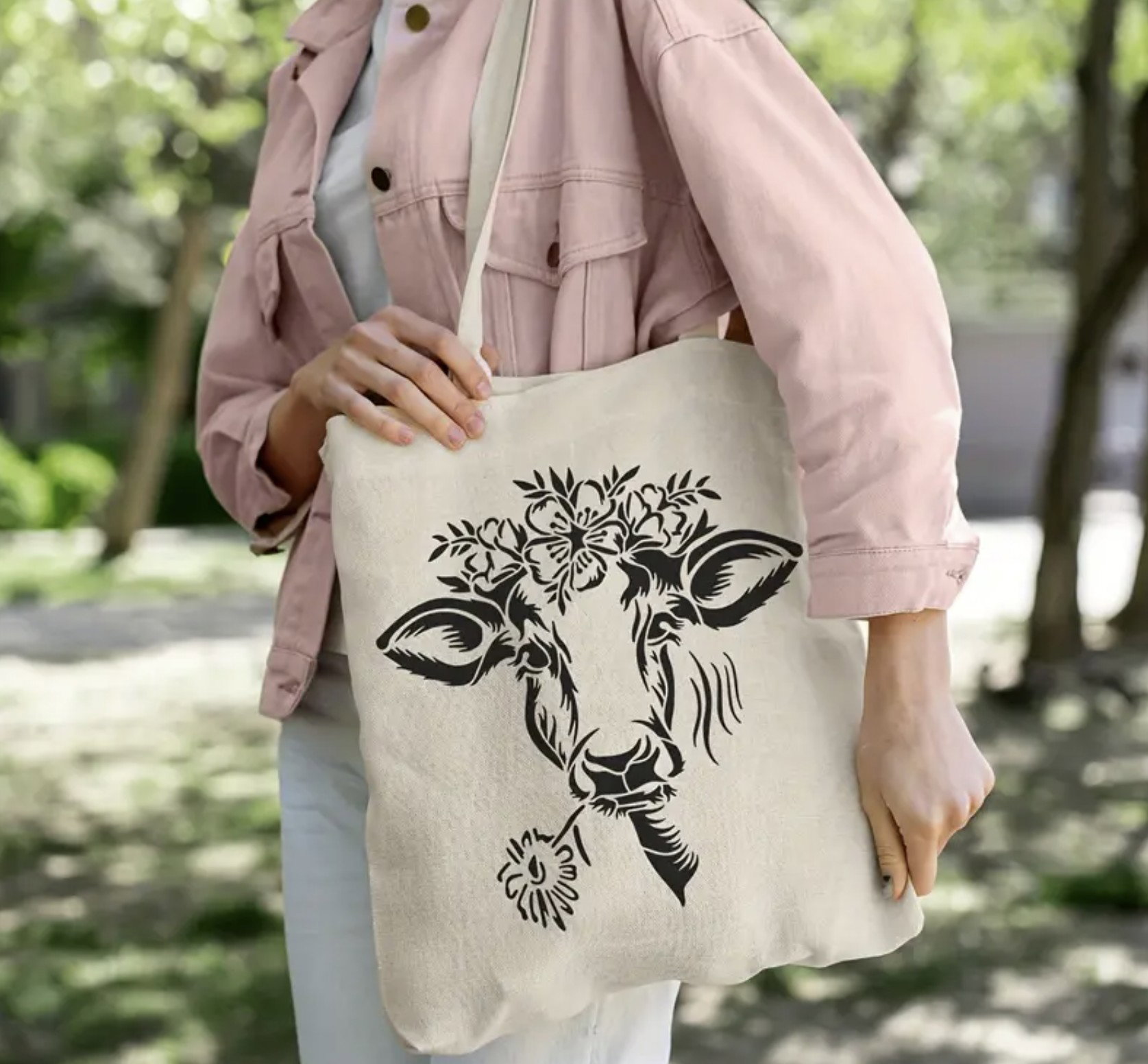 Cow Head with Flower Crown Stencil - 30 x 30cm_2
