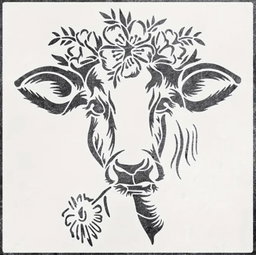 Cow Head with Flower Crown Stencil - 30 x 30cm