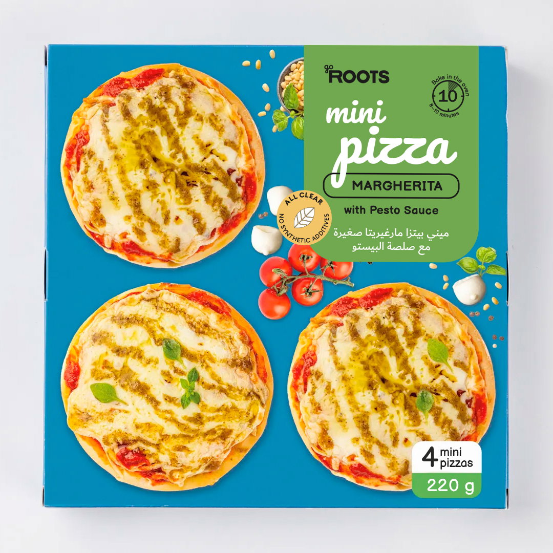 Roots Mini Margherita Pizza with Pesto Sauce Frozen 220g