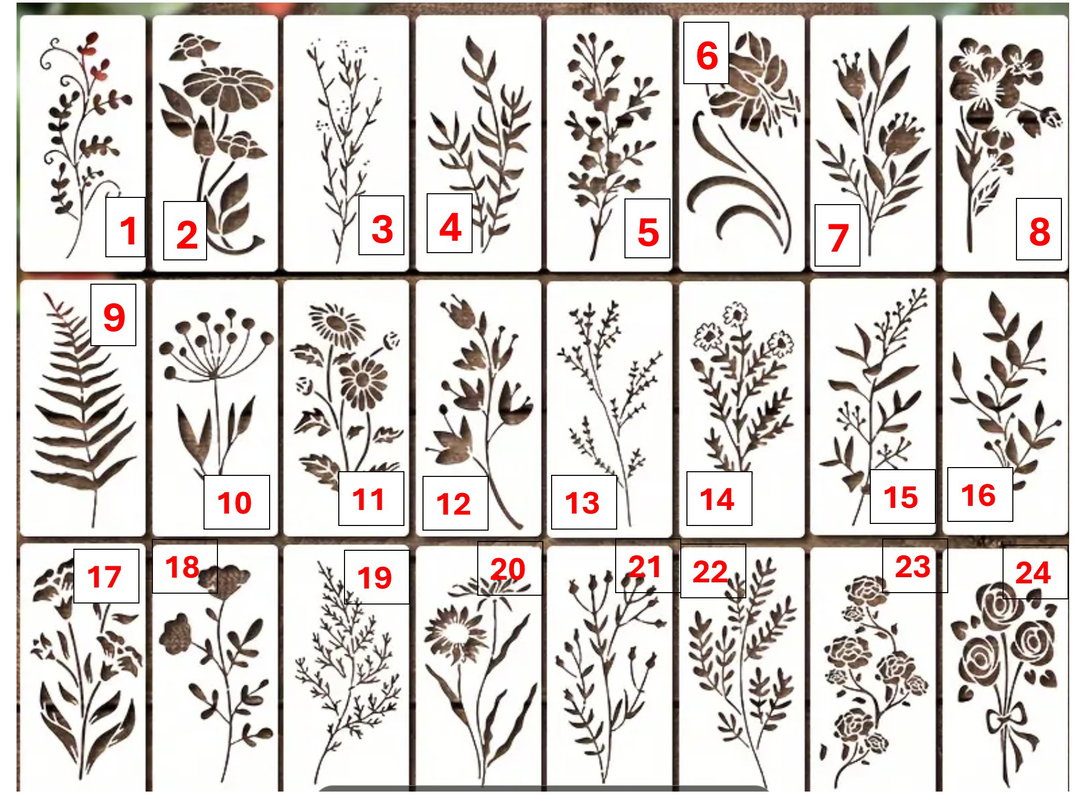 Floral & Wild Grass Stencil 15 x 7.5cm
