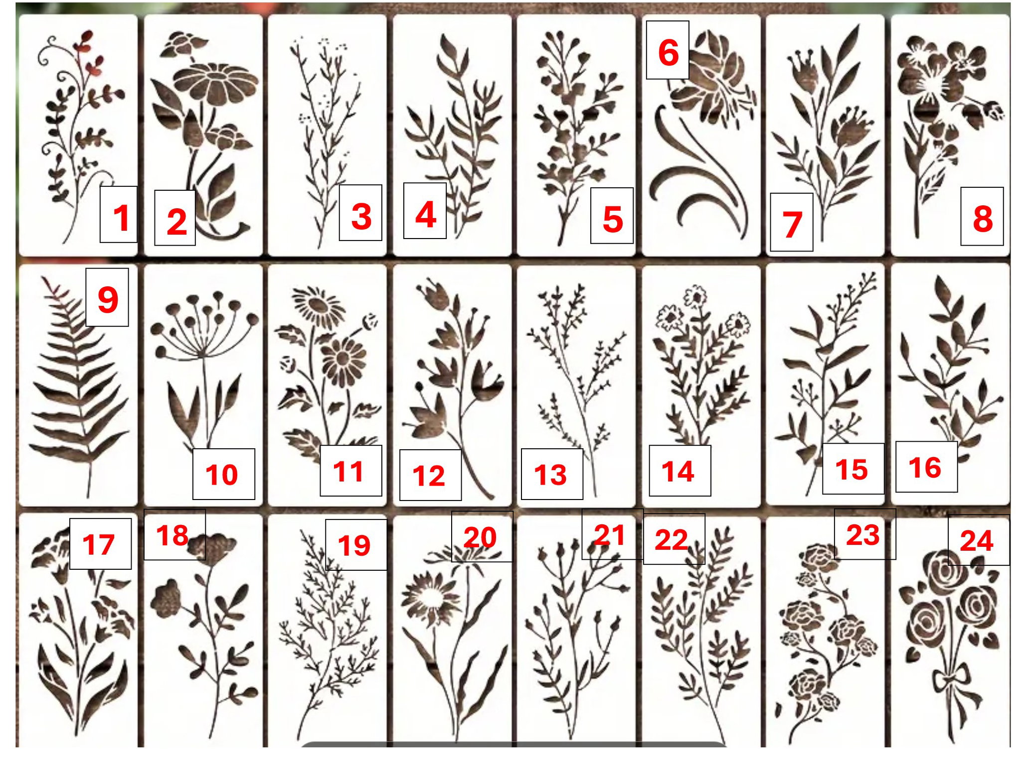 Floral & Wild Grass Stencil 15 x 7.5cm_0