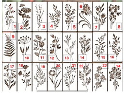 Floral & Wild Grass Stencil 15 x 7.5cm