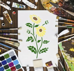Floral & Wild Grass Stencil 15 x 7.5cm