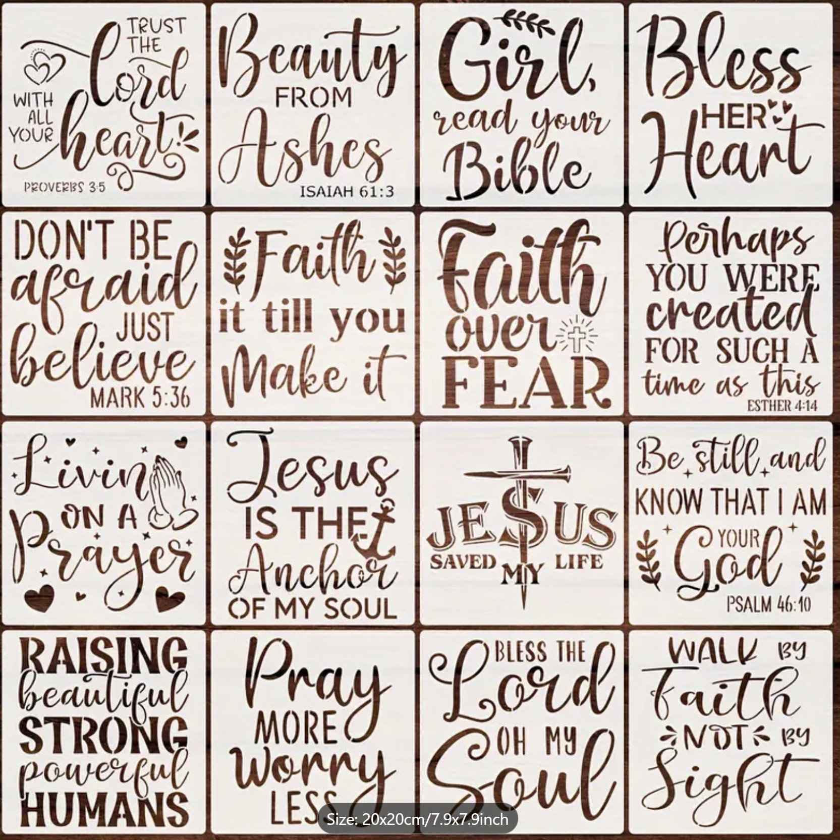 Inspirational Christian Faith Stencil - 20x20cm_0