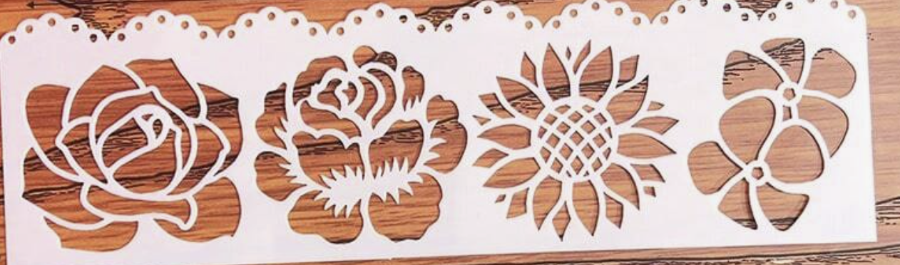 Wild Flower and leaf border stencils _1
