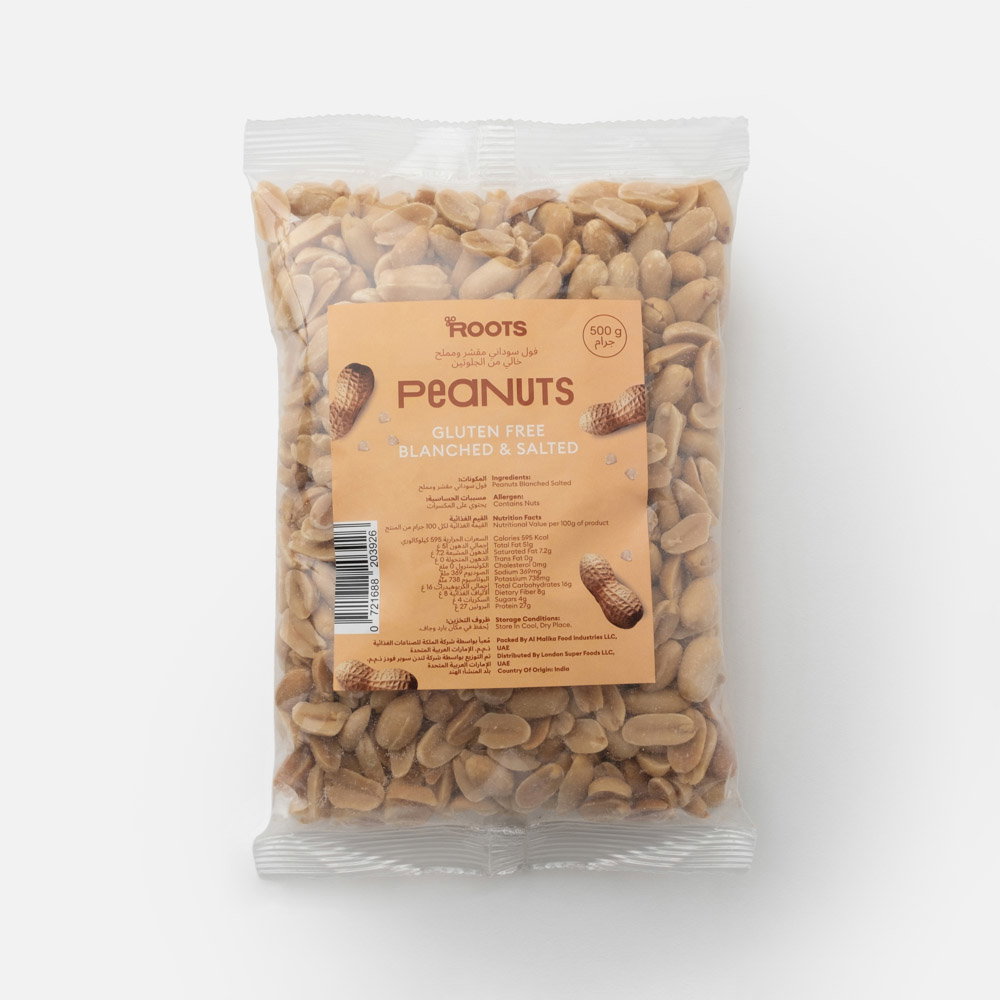 Roots Himalaya Natural Peanuts Blanched Salted Gluten Free 500g_0